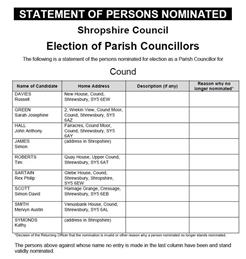 Local Elections 2025 - Statement of Persons Nominated - Cound